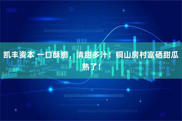 凯丰资本 一口酥脆，清甜多汁！铜山房村富硒甜瓜熟了！